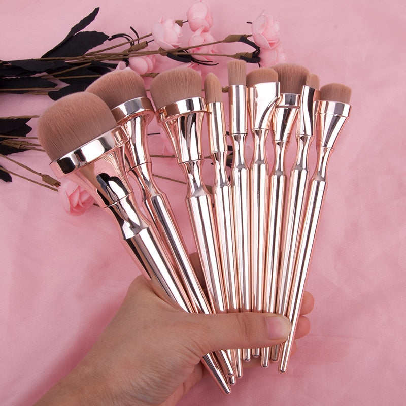 9-Piece Rose Gold Makeup Brush Set